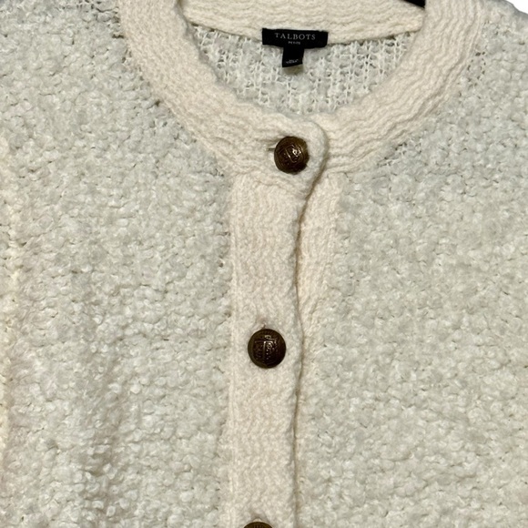 Talbots Wool Blend Ivory Plush Boucle Button Down Sweater Cardigan - Picture 3 of 11